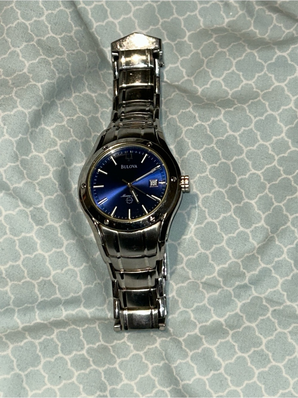 Bulova Men’s Silver Watch with Blue Dial